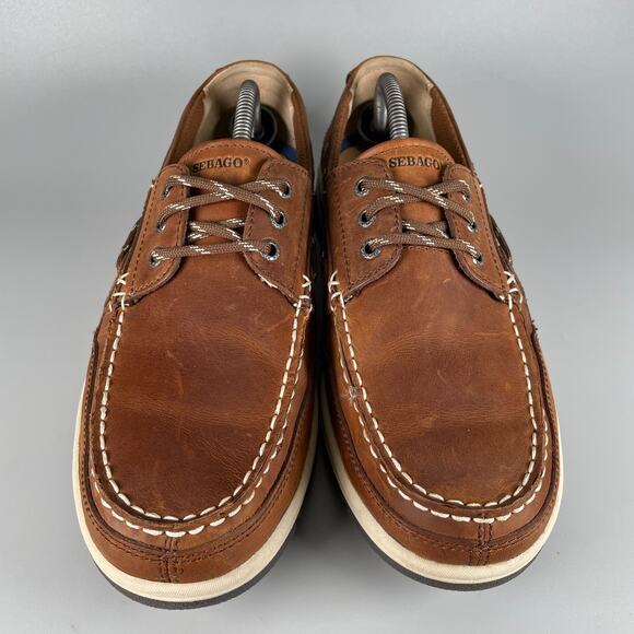 Sebago Docksides Men’s Size 11 M Brown Leather 3 Eye Deck Boat Shoes Casual EUC - Picture 2 of 9